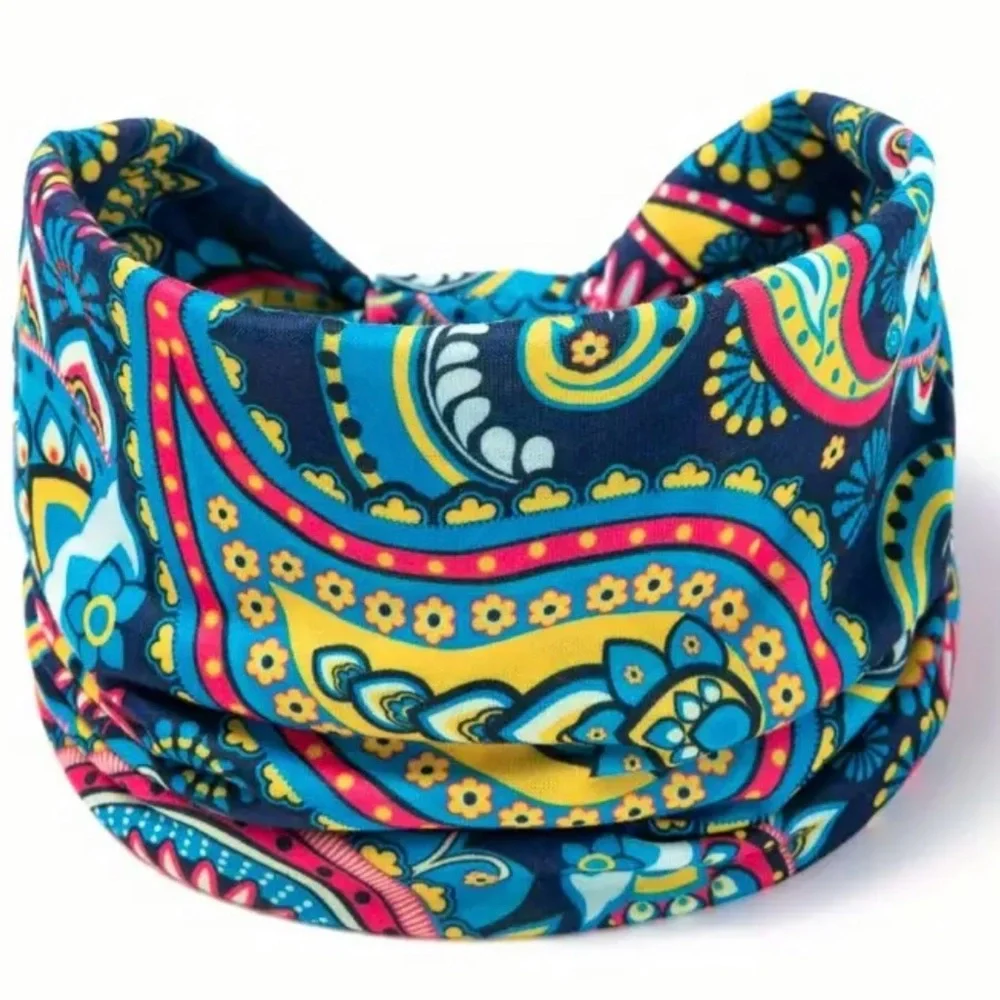 PAISLEY PRINT BOHO ELASTIC KNOTTED HEADBAND - Picture 1 of 3